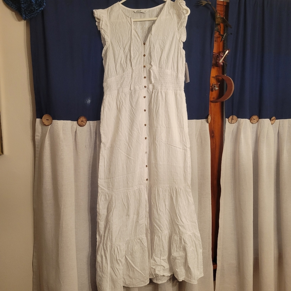 Sonoma White Button-Down Maxi Dress